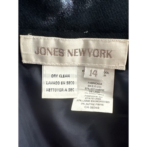 Vintage 90s Jones New York Blue Midi Wool Skirt Womens 14 Classiccore Heritage - Picture 7 of 10